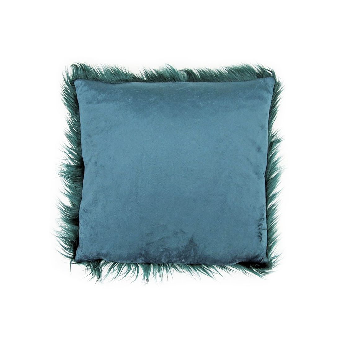 Fluffy Faux Fur Cushion Teal