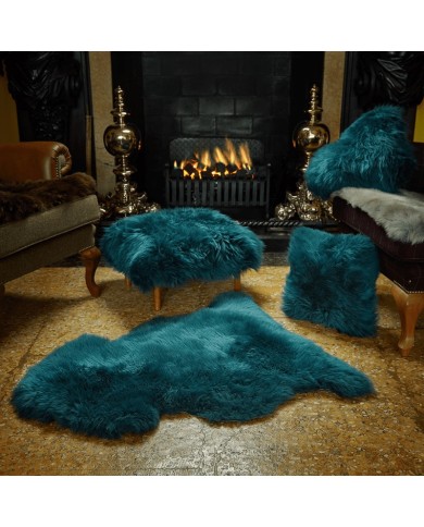 Fluffy Faux Fur Cushion Teal
