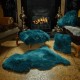 Fluffy Faux Fur Cushion Teal