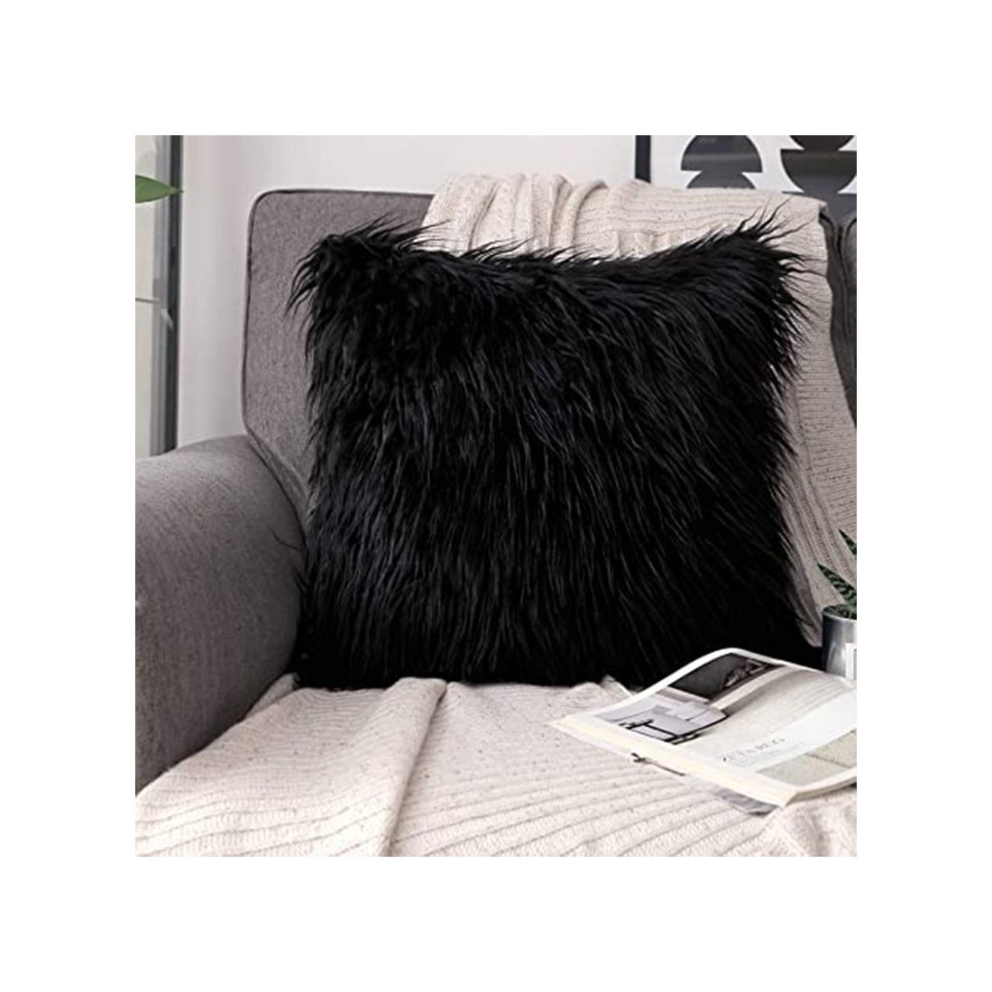 Fluffy Zwarte Kussen Fluffy Zwarte Kussen