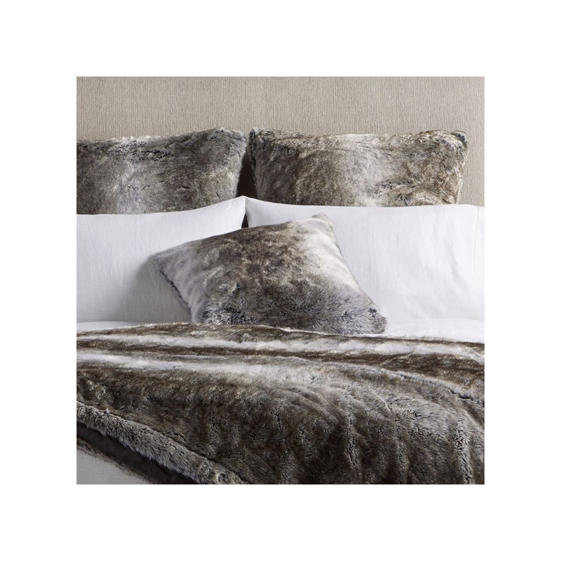 Faux Fur Cushion Alaskan Wolf