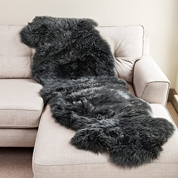 Faux Sheepskin Rug Black XL