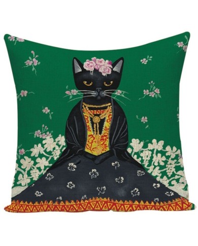 Cat Cushion Cover Frida Kahlo Green