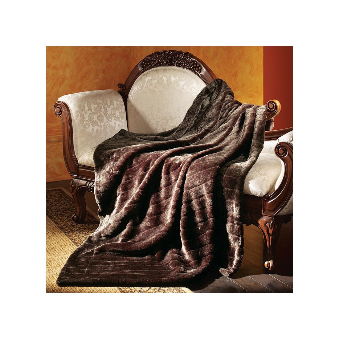 Faux Fur Throw Chocolate Mink 120x110