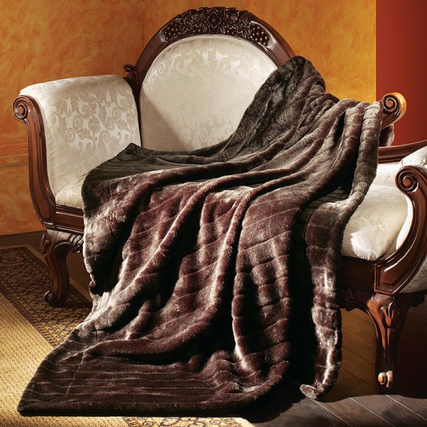 Faux Fur Throw Chocolate Mink 120x110