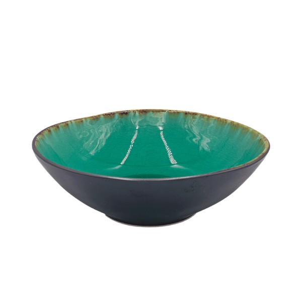 Crackle Glaze Soup Bowl Set in Green