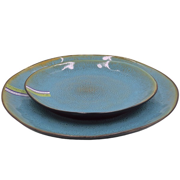 Crackle Glaze Dinner Plate Set in Blue