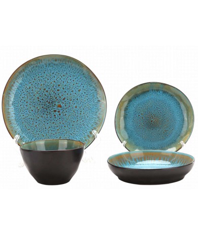 Ontbijtbord Blauw Set Steengoed - ieder exemplaar is uniek!