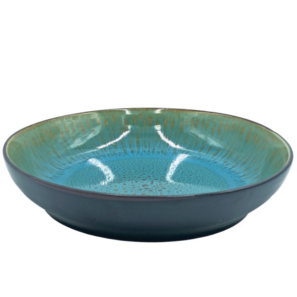 Crackle Glaze Deep Plate Set in Blue