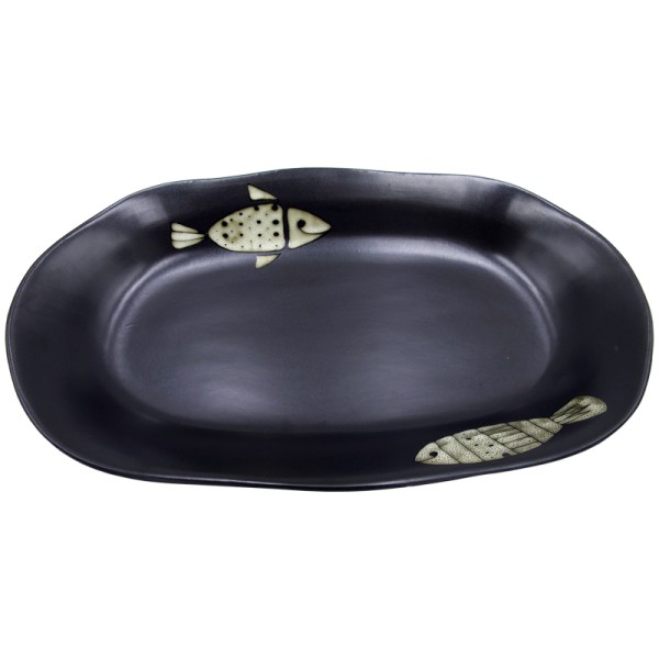 Oval Serving Platter with Fish Print